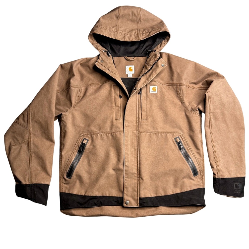 Carhartt Quick Duck Harbor Storm Defender Workwear Jacket L Dark Canyon Brown
